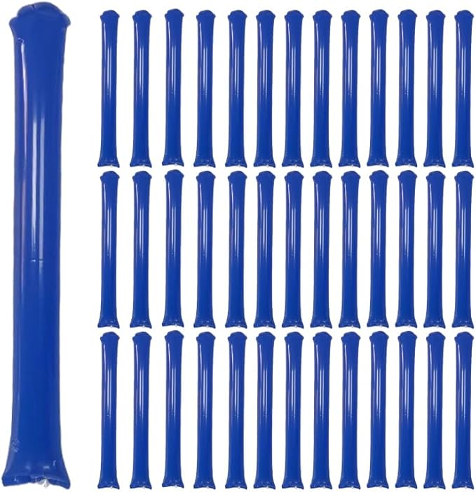 40pcs Round headTeam Spirit Boom Sticks Thunder Sticks Cheering Sticks Team Spirit Plastic Cheerleading Spirit Stick Clapper Inflatable Noise Maker Sports Supply (Blue)