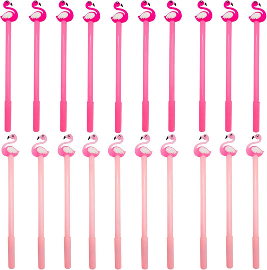 20 Pcs Cute Flamingo Gel Ink Pens - 0.5 mm Black Ink, Fun Kawaii Animal Pens for Kids, School, Office, Home Supplies & Party Favors