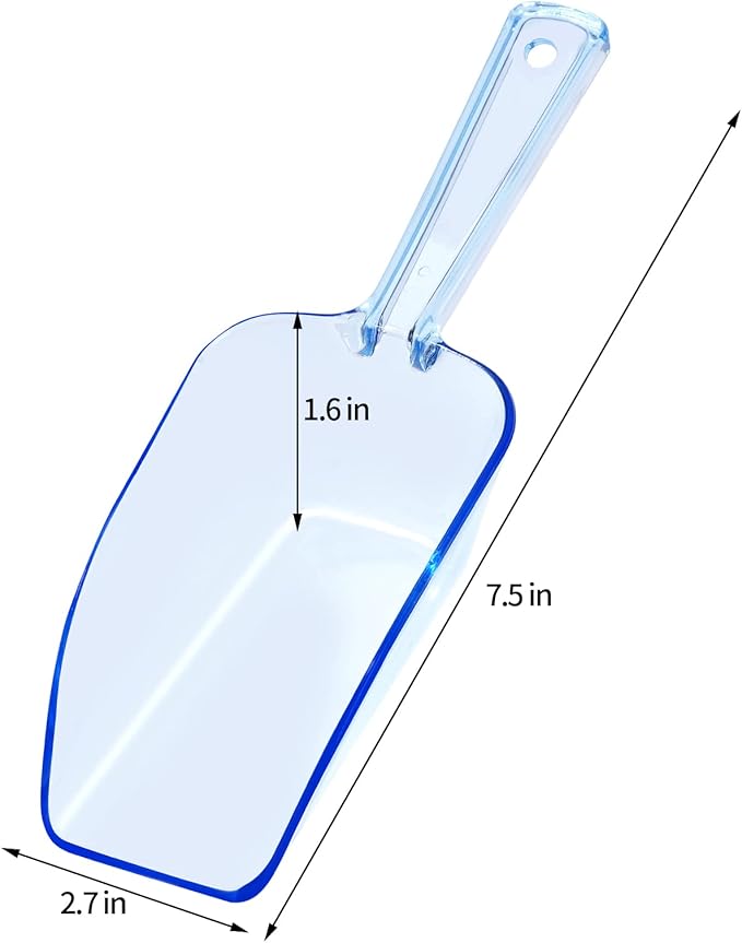 Ice Scoop Candy Buffet Containers Scoopers, Hmxpls Blue Plastic Scoop for Popcorn Cookie Candy Buckets, Podpocket Acrylic Large Scoops for Parties Wedding Bar Jars Freezer Dry Goods （6 Pack 7.5 In ）