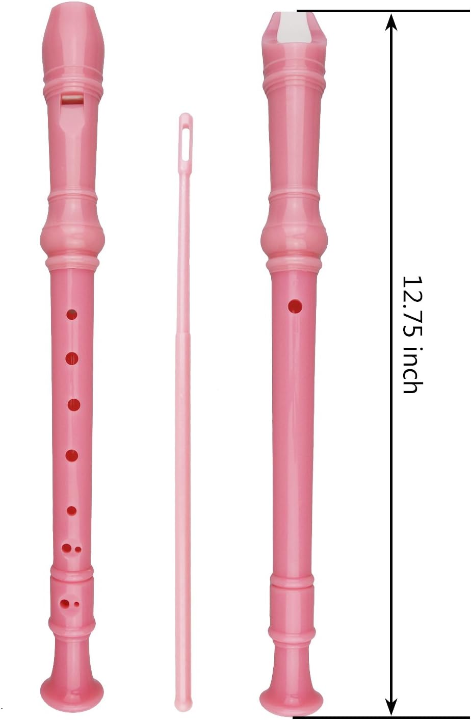 5 Pack German Style 8 Hole-3 Piece Descant Soprano Recorders with Cleaning Rod, Black Storage Bag, ABS Material (5 Colors)