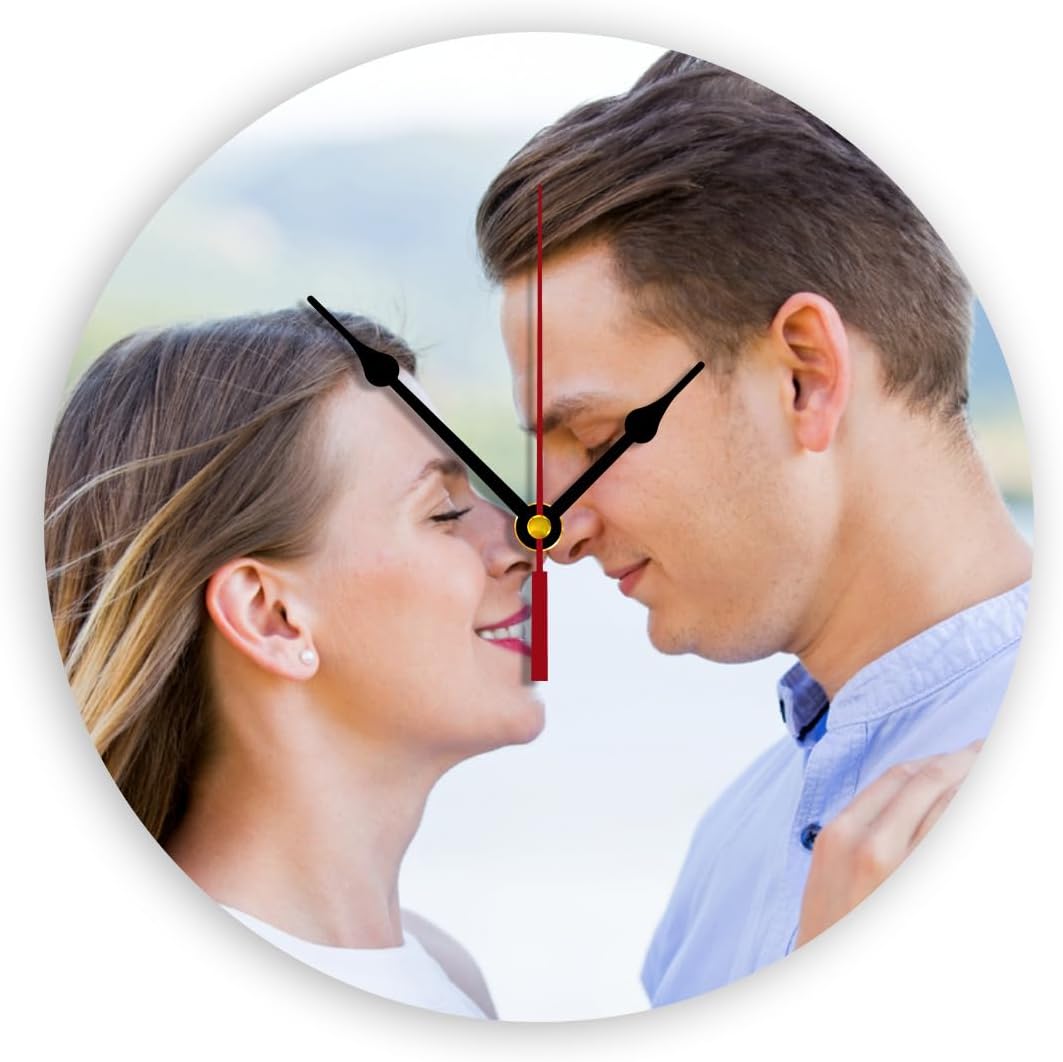 Generic Custom Clocks for Walls Personalized Clocks with Picture Customized Round Clock for Birthday Wedding Present Wedding Friend Family Lover, 10inch-25cm