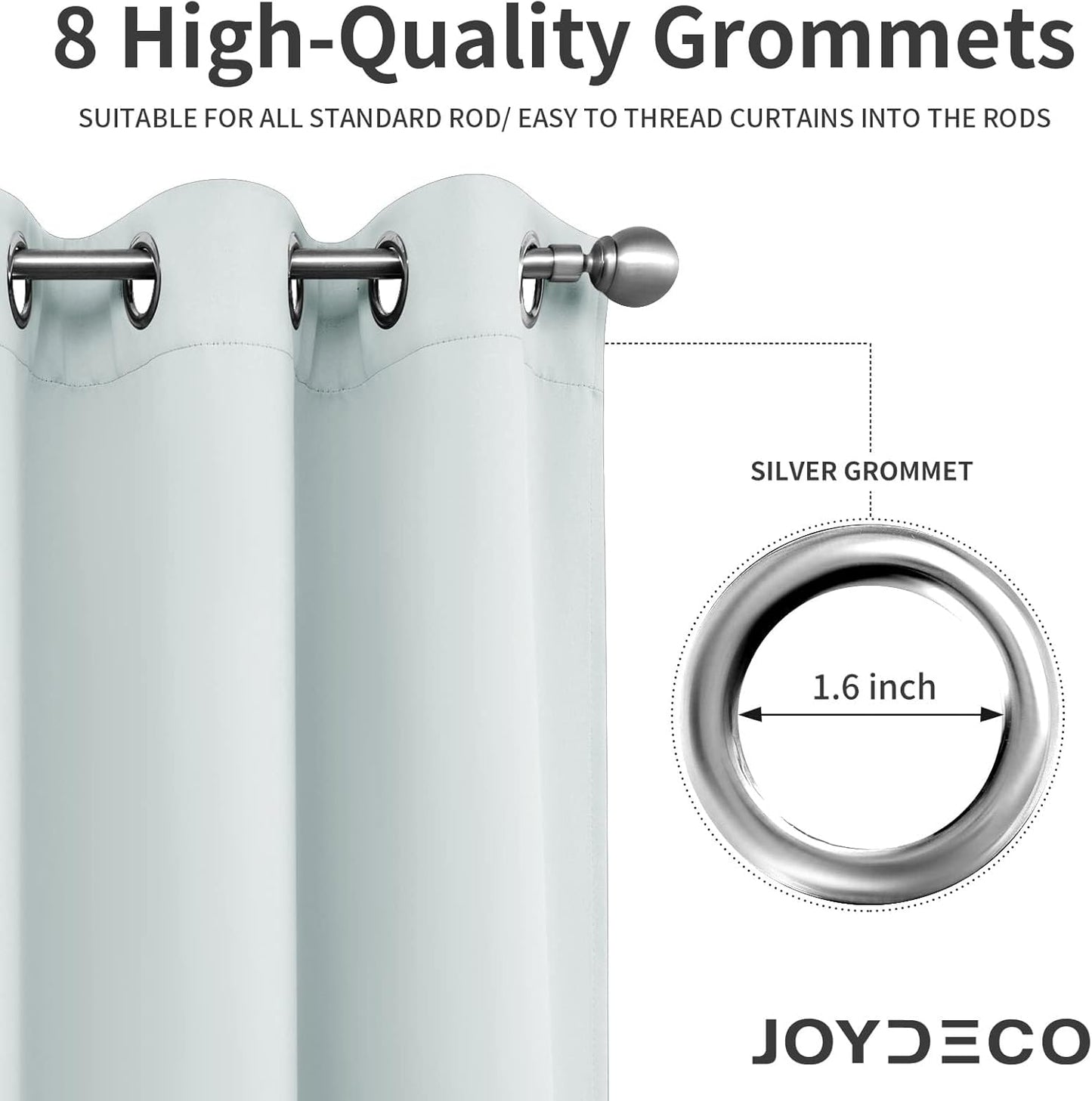 Joydeco White Curtains 108 Inches Long 1 Panel, Thermal Insulated Long Curtains& Drapes 1 Piece, Room Darkening Grommet Drapes for Living Room Bedroom Window (W70 x L108 Inch, Greyish White)