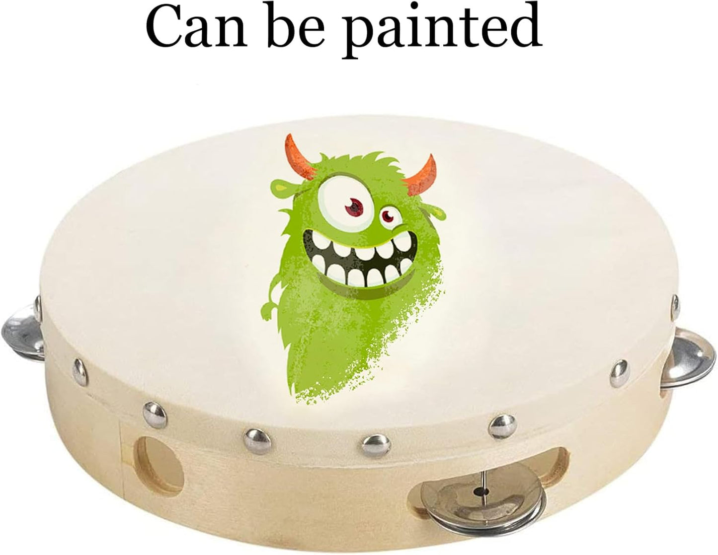 Tosnail 2 Pack 8" Wood Handheld Tambourine - Single Row 5 Pairs Jingles