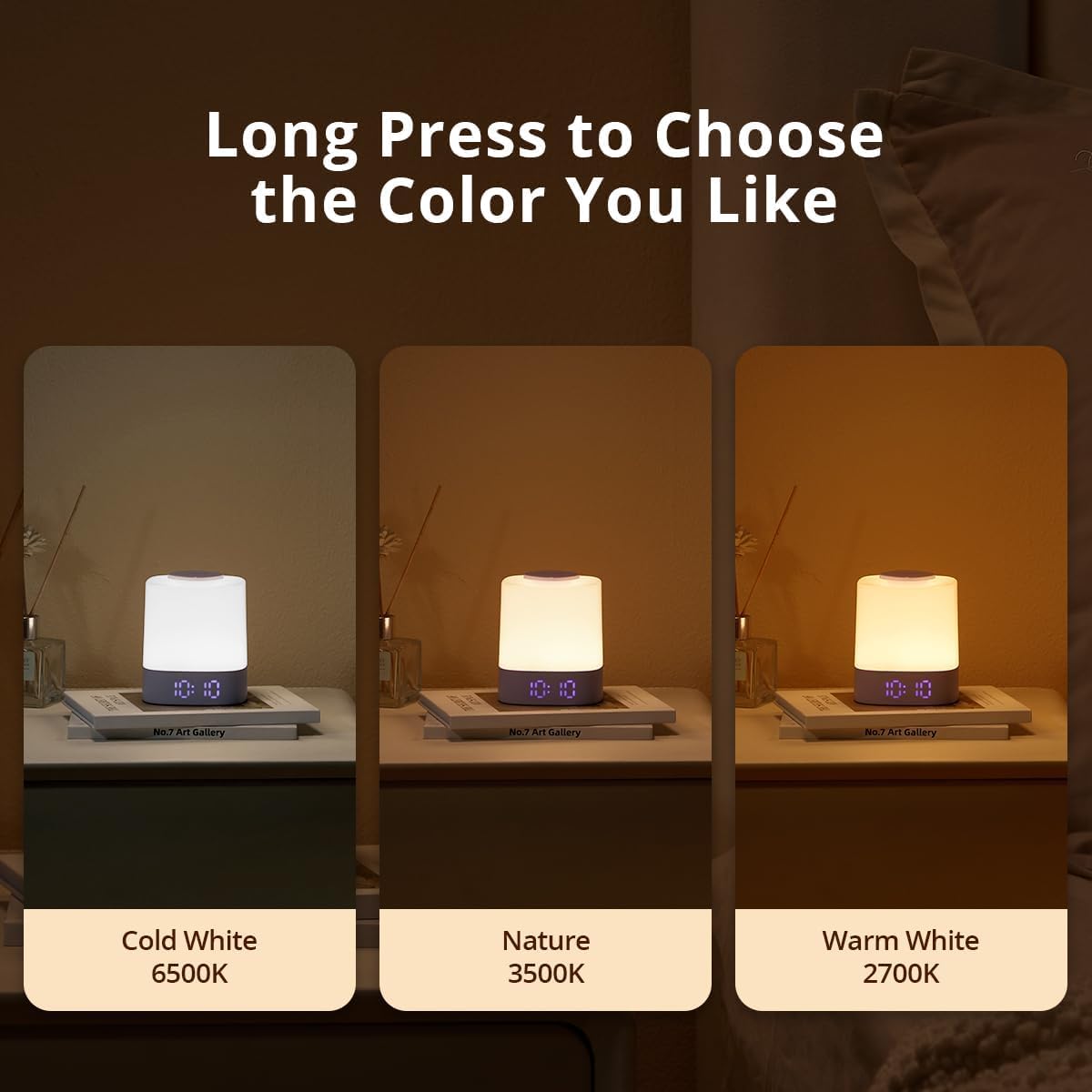 Lyridz LED Nursery Night Light with Clock, Portable Breastfeeding Night Lamp for Baby, Remote Control, 4000mAh Rechargeable Battery, Dimmable, 3 Color Temperature