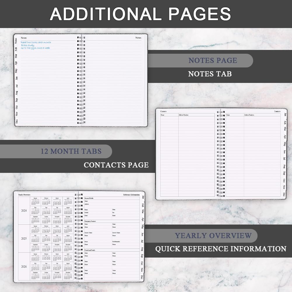 Planner 2025-2026 - Weekly & Monthly Planner Runs from Jul 2025 to Jun 2026, 8.5 x 11", 12 Month Tabs, Inner Pocket, PU Leather Cover with Twin-Wire Binding, Monthly Planners 2025-2026, Black