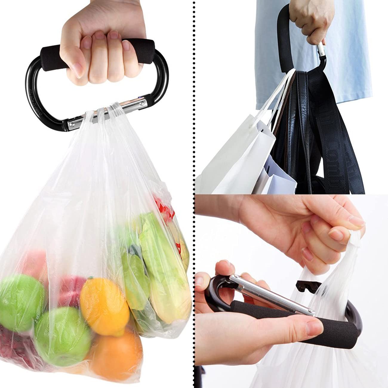 Stroller Hooks by Baby,2 pcs Carabiner Stroller Hook Organizer for Hanging Purses, Diaper Bag, Shopping Bags. Clip Fits Single/Twin Travel Systems, Car Seats and Joggers (Rose red)