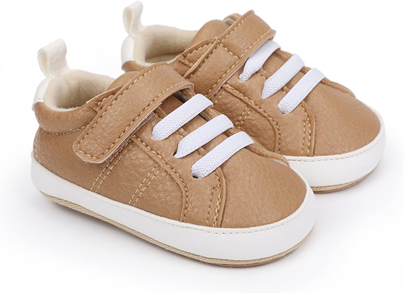 SOFMUO Baby Boys Girls High Top Ankle PU Leather Sneakers Soft Rubber Sole Infant Moccasins Newborn Oxford Loafers Anti-Slip Toddler Wedding Uniform Dress Shoes