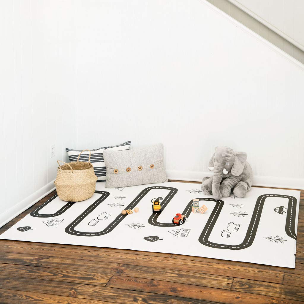 Baby Care Play Mat (Medium, Nordic Trails - Morning Fog Arrows) 73’’ x 49’’ Original One-Piece Reversible Rollable Waterproof Play Mat for Infants, Babies, Toddler, and Kids