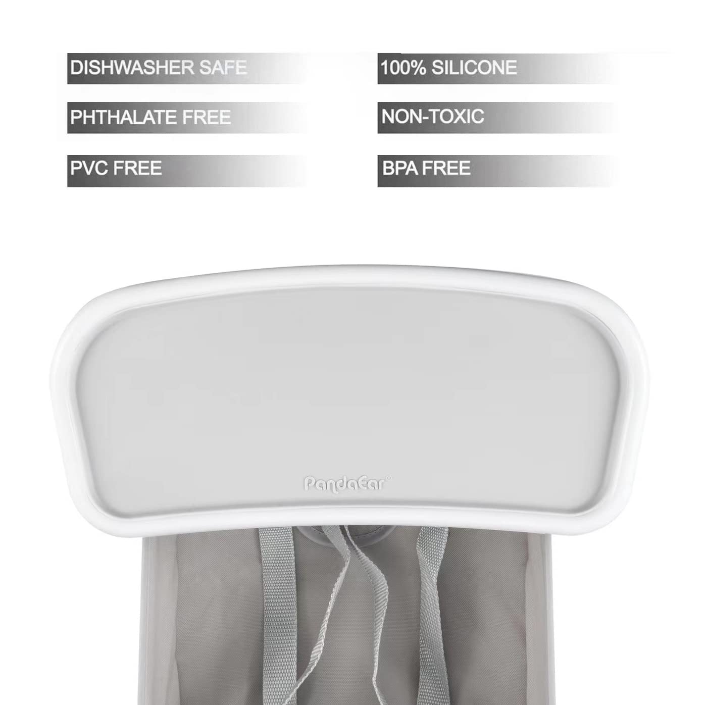 PandaEar Portable Baby Seat Travel| Compact Fold with Straps for Indoor/Outdoor Use| Great for Camping, Beach, Lawn |Toddlers, Kids, Boys, Girls (Grey with Placemat)