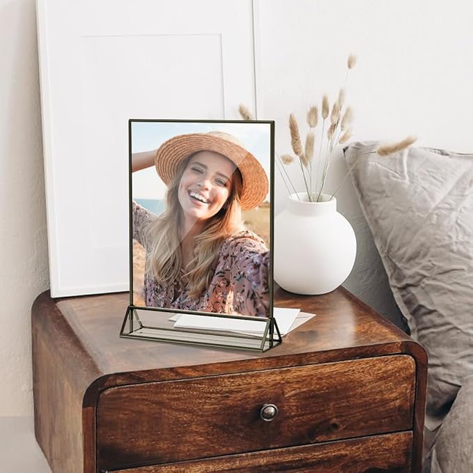 Acrylic Sign Holder 8.5X11 Clear Sign Holder,Double Sided Flyer Holder, Table Menu Holder Display Stand for Wedding Table Number Black (6pcs)