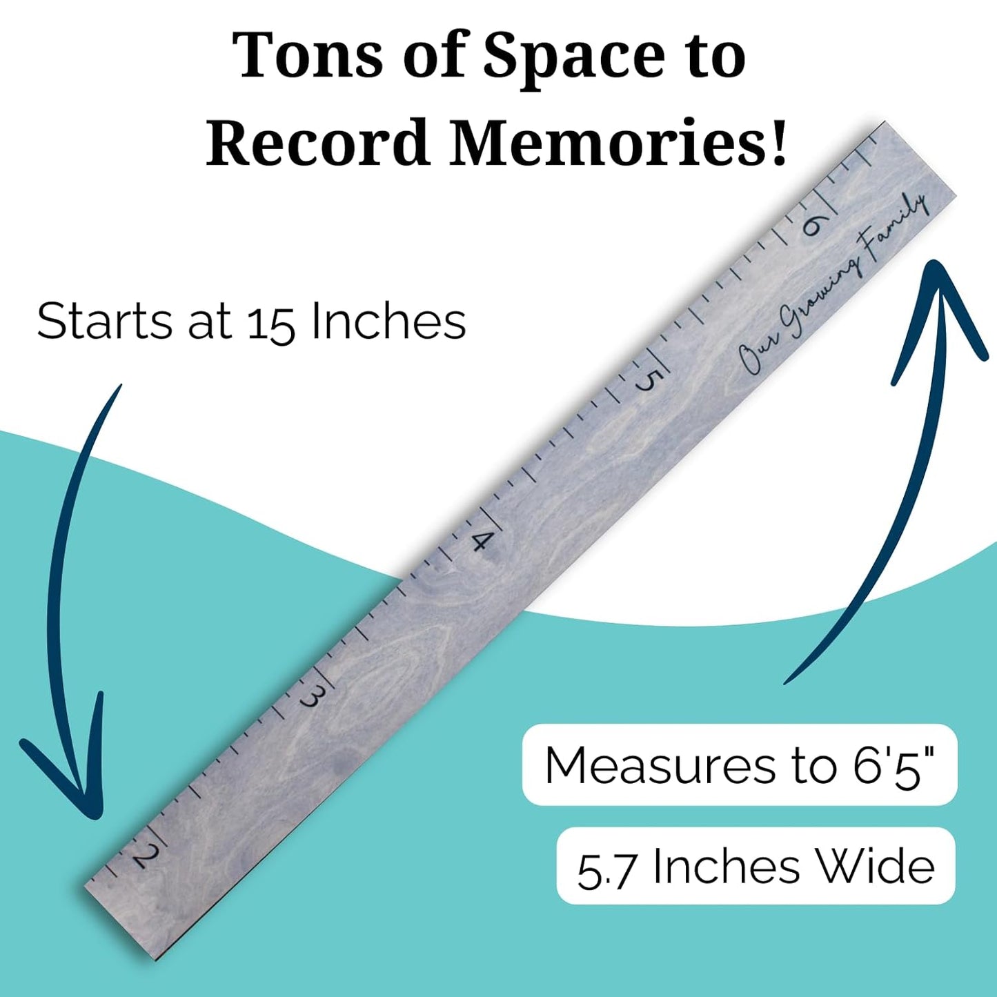 Boho Growth Chart for Wall - Height Board Growth Chart Wooden Growth Chart for Wall Kids Measuring Chart for Wall Height Chart Growth Chart for Kids (Our Growing Family, Gray)