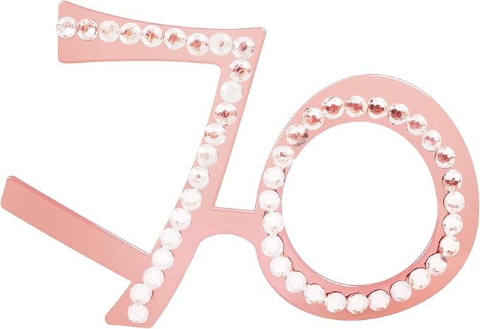 70th Birthday Glasses - 6 Pairs Rose Gold 70 Years Old Glasses with Rhinestones Frame, Funny Plastic Costume Photo Booth Props for 70th Anniversary Party Decorations