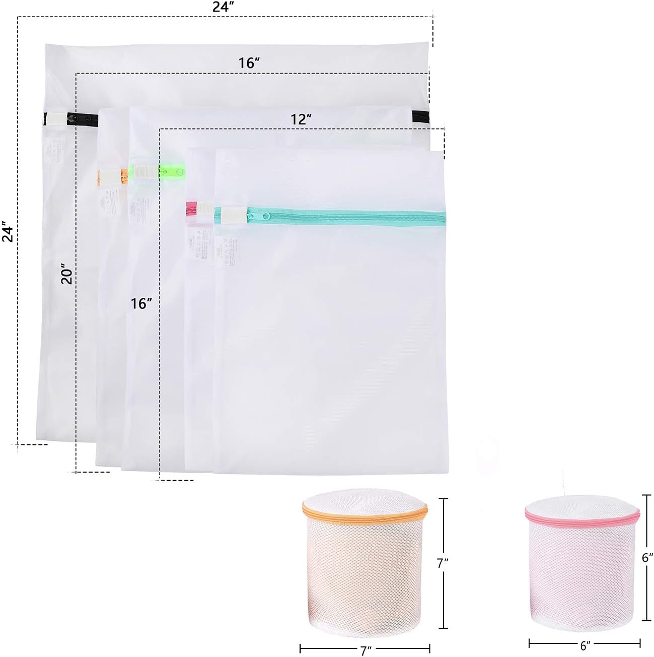 BAGAIL Laundry Bags Mesh Wash Bag for Intimates Lingerie and Delicates,7Pcs(1XL,2L,2M,2 Bra Bags)