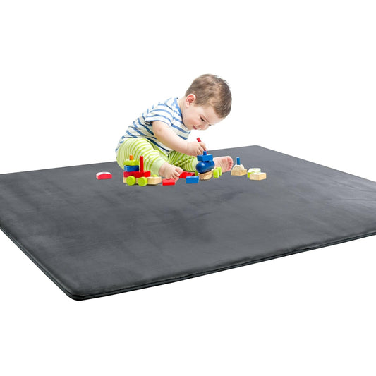 BALAPET Thick Memory Foam 74x50 Play Mat for Playpen, Super Soft Velvet Portable Baby Playpen Mat for Kids Toddler Crawling and Play, Non-Slip Bottom Playmat, Dark Grey
