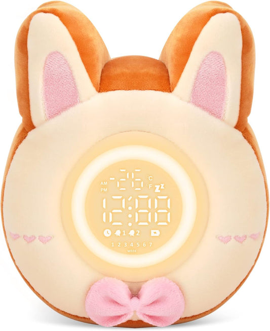 QANYI Bunny Night Light for Kids - Soft Plush Toy with Bunny Alarm Clock, Sleep Light for Bedroom, Gifting, Christmas, New Year