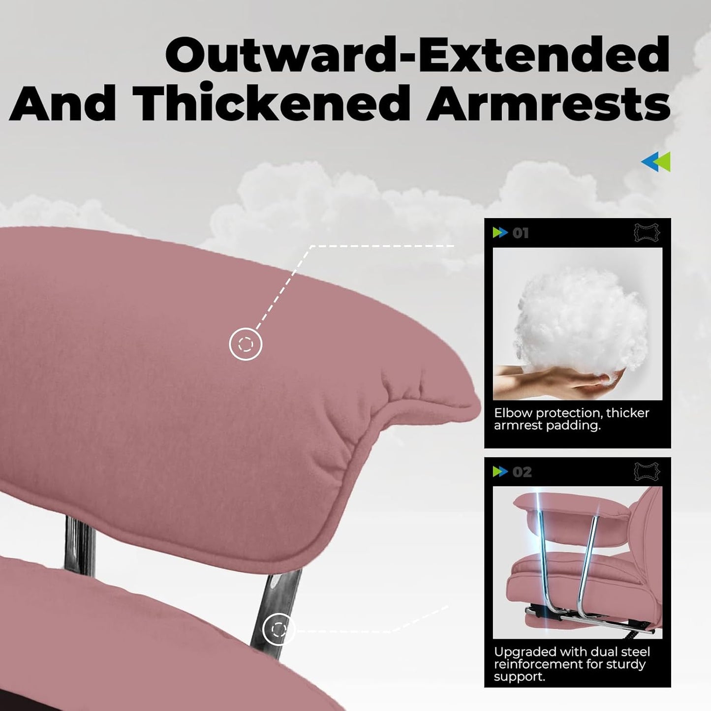 COMHOMA Big and Tall Office Chair, High Back Leather Gaming Chair with Footrest, Executive Ergonomic Office Chair with Pocket Spring Lumbar Support and with Outward Fixed Soft Armrests