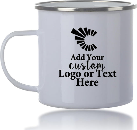 Custom Camping Mug, Personalized Stainless Steel Coffee Mugs With Logo and Text, 15oz Metal Campfire Cups, Travel Cup for Hot Chocolate, Tea, Engraved Gifts for Men, Women