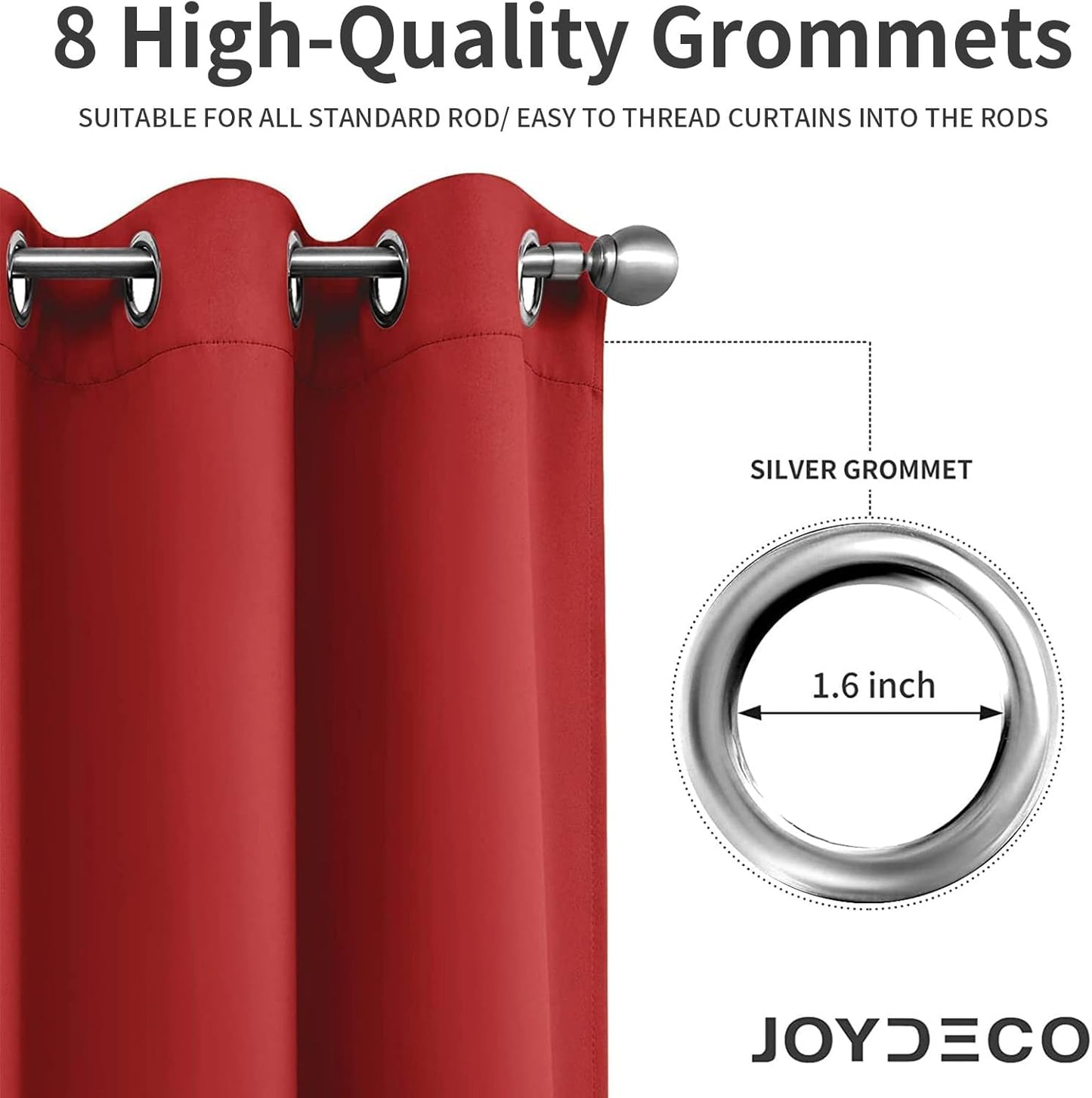 Joydeco Blackout Curtains 54 Inch Length 2 Panels Set, Thermal Insulated Long Curtains& Drapes 2 Burg, Room Darkening Grommet Drapes for Living Room Bedroom Window (W52 x L54 Inch, Red)