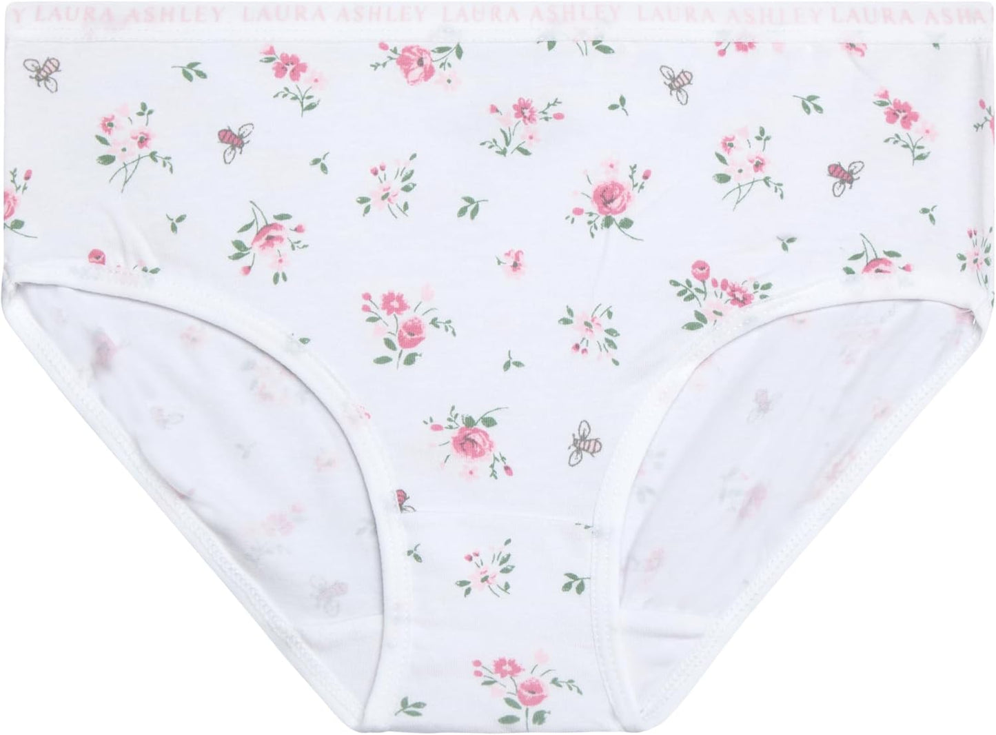 Laura Ashley Girls Underwear - 5 Pack Soft Stretch Breathable Panties for Girls - Lightweight Cotton Panties (Size: 4-12)