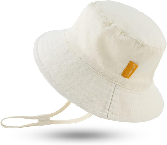JANGANNSA Cotton Baby Sun Hat Infant Toddler Boys Girls Bucket Hats Summer Sun Protection Kids Beach Caps