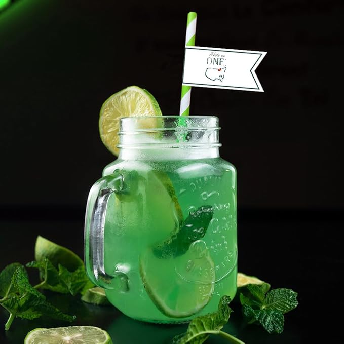 Hole in One Golf Party Decorations, 480-Piece Set with Cocktail Napkins, Plates, Cups, Bottle Labels, Toothpick Flags, Straws, Gift Tags, and Forks for Golf Birthday and 1st Hole in One Parties