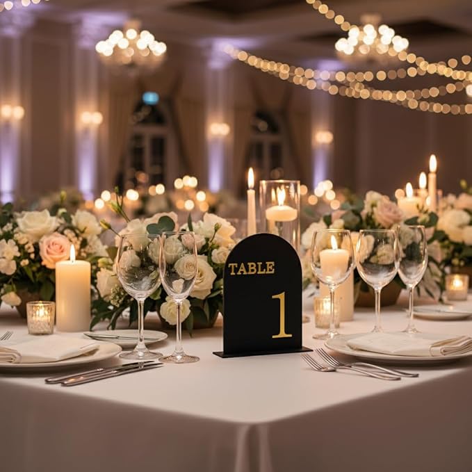 Arch Wedding Table Numbers 1-20 with Stands, 5" X 7" Double Sided Acrylic Wedding Sign Holders, Durable Non-Fading Table Number for Wedding Reception, Events, and Centerpieces