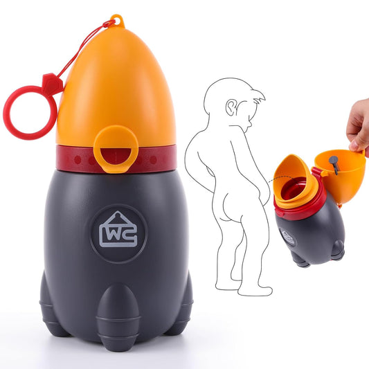 Travel Urinal for Kids,Rocket Toys Portable Emergency Urinal for Toddler,Light and Easy to Carry,Suitable for Car,Travel,Camping and Children's Urinal Potty Training(Vitality Orange)