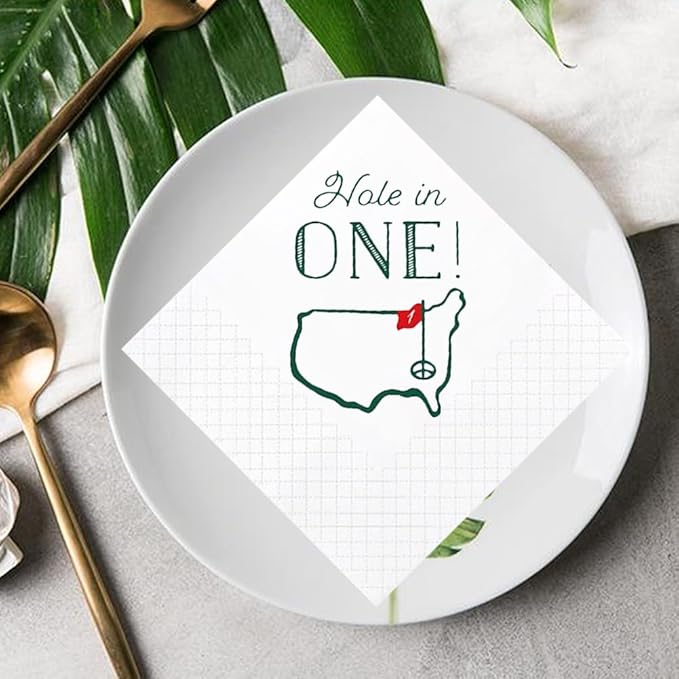 Hole in One Golf Party Decorations, 480-Piece Set with Cocktail Napkins, Plates, Cups, Bottle Labels, Toothpick Flags, Straws, Gift Tags, and Forks for Golf Birthday and 1st Hole in One Parties