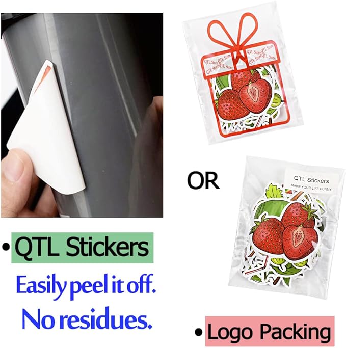 QTL Fruit Stickers for Kids Vegetable Stickers for Water Bottles Laptop Scrapbooking Waterproof Vinyl Pack 50Pcs