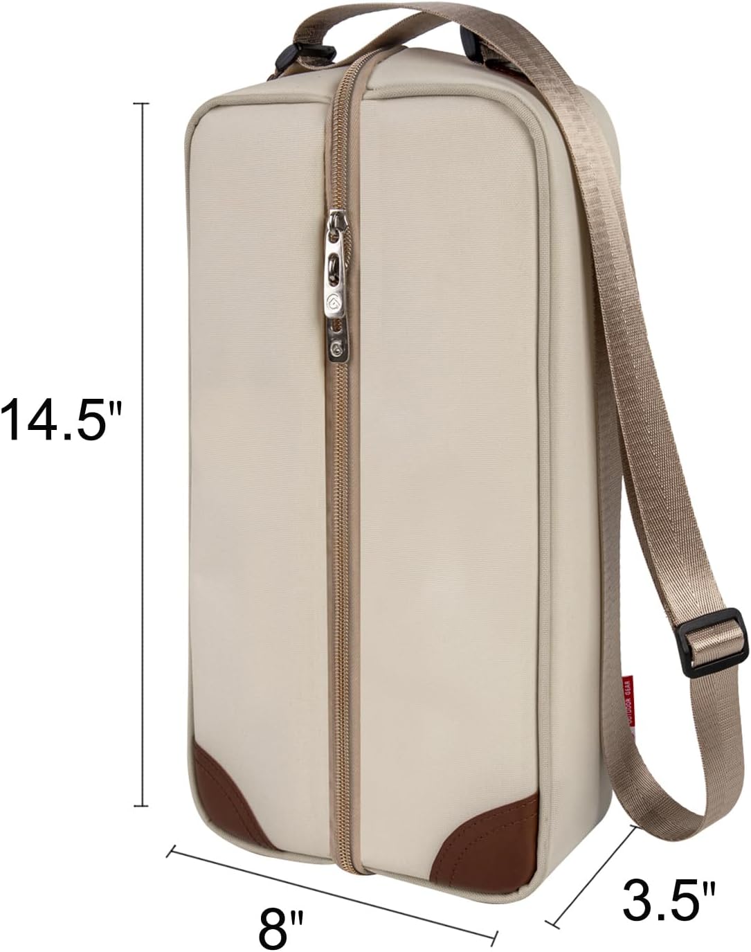 ALLCAMP Wine Tote Bag with Cooler Compartment，Picnic Set Carrying Two Sets of Tableware（Cream-Colored）