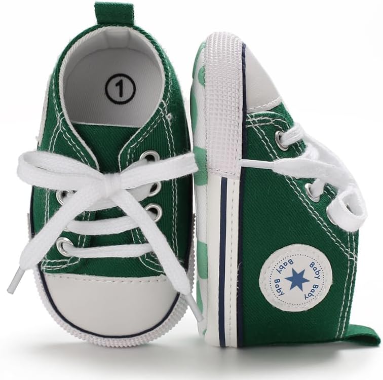 Unisex Baby Girls Boys Canvas High-top Shoes, Newborn Infant Anti-Slip Soft Sole Frist Walking Breathable Sneakers