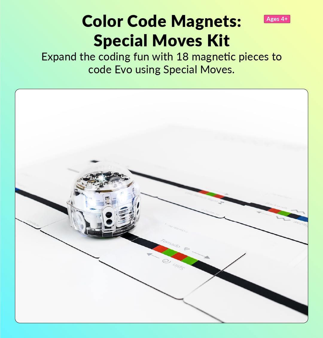 Color Code Magnets Special Moves Kit:Interactive Coding Learning Tool for Kids Ages 3+,Enhances Logic & Problem-Solving Skills,18 Tiles, Evo & Color Codes Magnets Base Kit Required Not Included