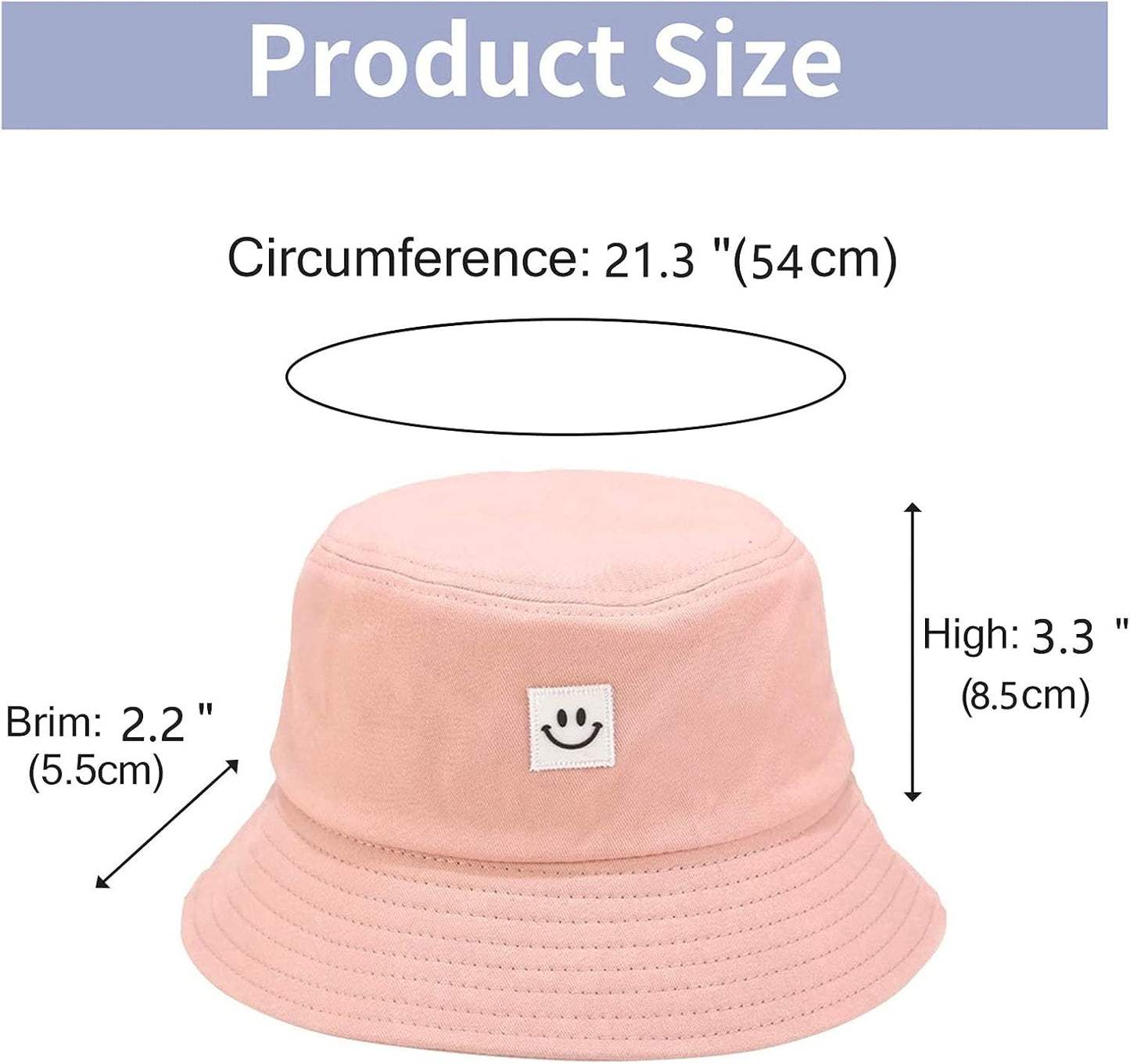 Kids Sun Hat Smile Face Bucket Hat for Girls Boys Summer Sun Protection Cotton Unisex Beach Cap