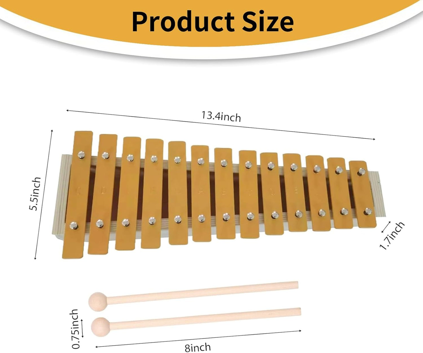 13 Keys Xylophone Cute Glockenspiel Metal Keys Percussion Rhythm Handheld Musical Instrument with 2 Mallets For Beginners&Music Education