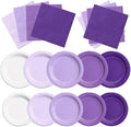 CMUSKO Lavender Party Supplies-150Pcs Purple Plates and Napkins Kit Serves 50,Gradient Light Purple Tableware for Birthday,Baby Shower,Wedding