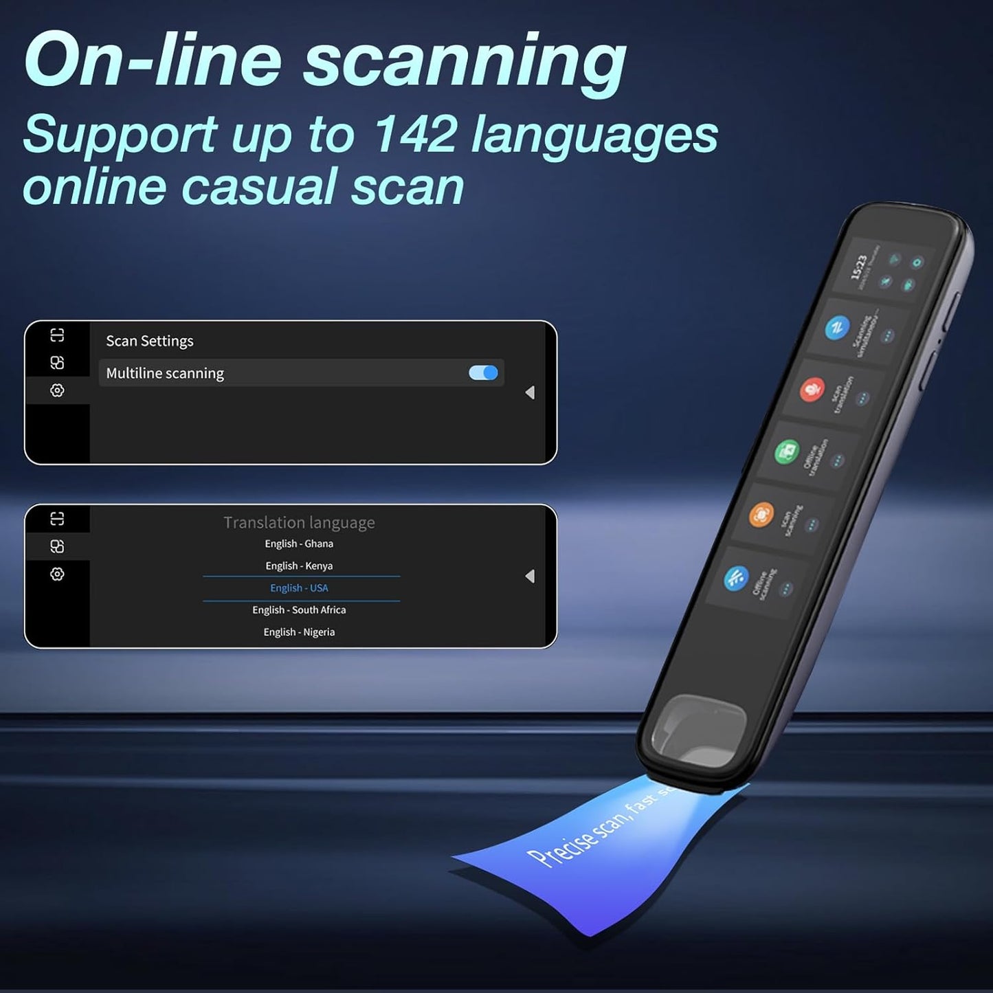 Translation Pen, 3.71" Scan Translation Pen with 142 Language Scanning Reading Pen, Offline Translation, Voice Translation, Portable Translation Device for Learners, Globetrotter