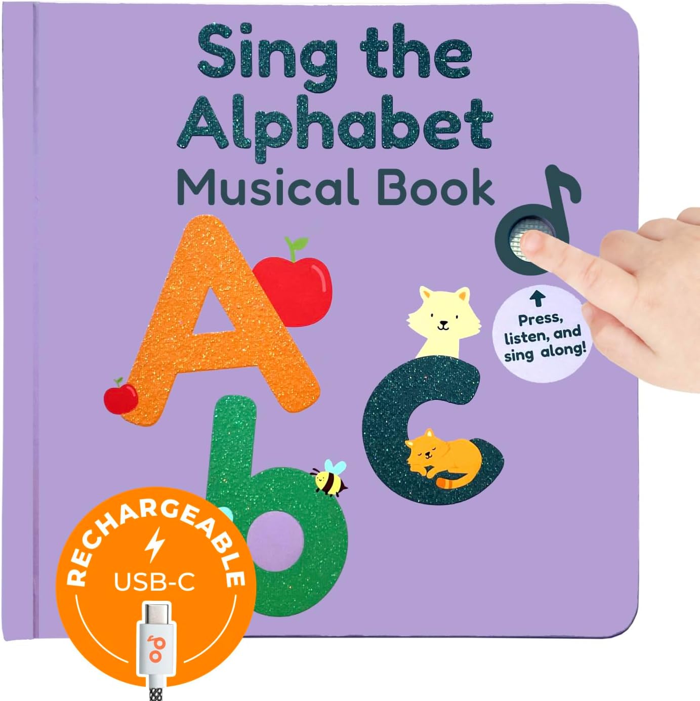 Cali's Books Alphabet Book for Toddlers 1-3 - Learn ABC, Musical Books for Kids, Interactive Talking Baby Toddler Sound Book, Educational Song Learning Toys, Singing and Speech Music Toy for Babies