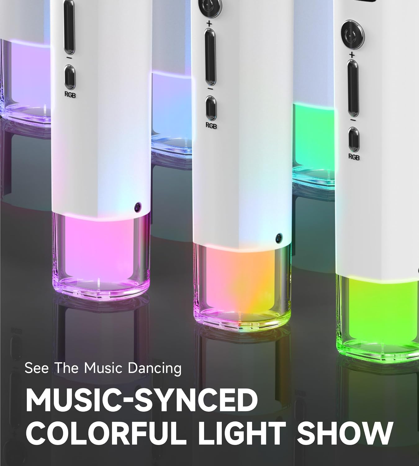 Wireless Microphones, Microphone with One-to-One Chip Connection and LED Lights, 40H Duration, 200FT Range Receiving, Volume Control Karaoke Microphone for Singing, Speech, Home Party, YouTube/TikTok