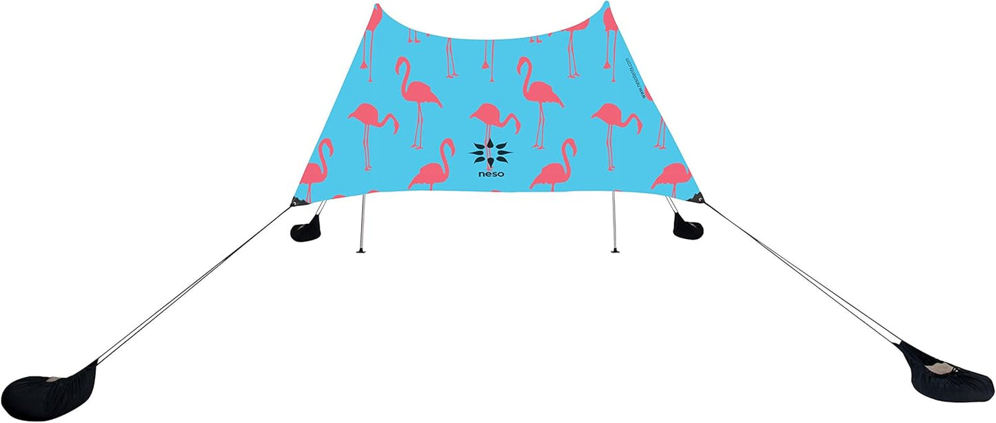 Neso Tents Beach Tent with Sand Anchor, Portable Canopy Sunshade - 7' x 7' - Patented Reinforced Corners(Flamingos)