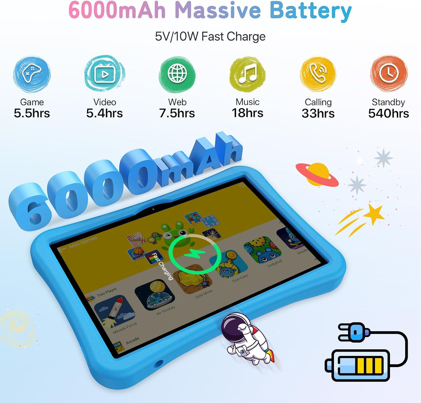 UMIDIGI G5 Tab Kids Tablet, Android 13, 128GB, 10.1in HD+, 4+4GB, Sea Blue, Tablet for Child with Bluetooth, WIFI5, Parental Control, Dual Camera