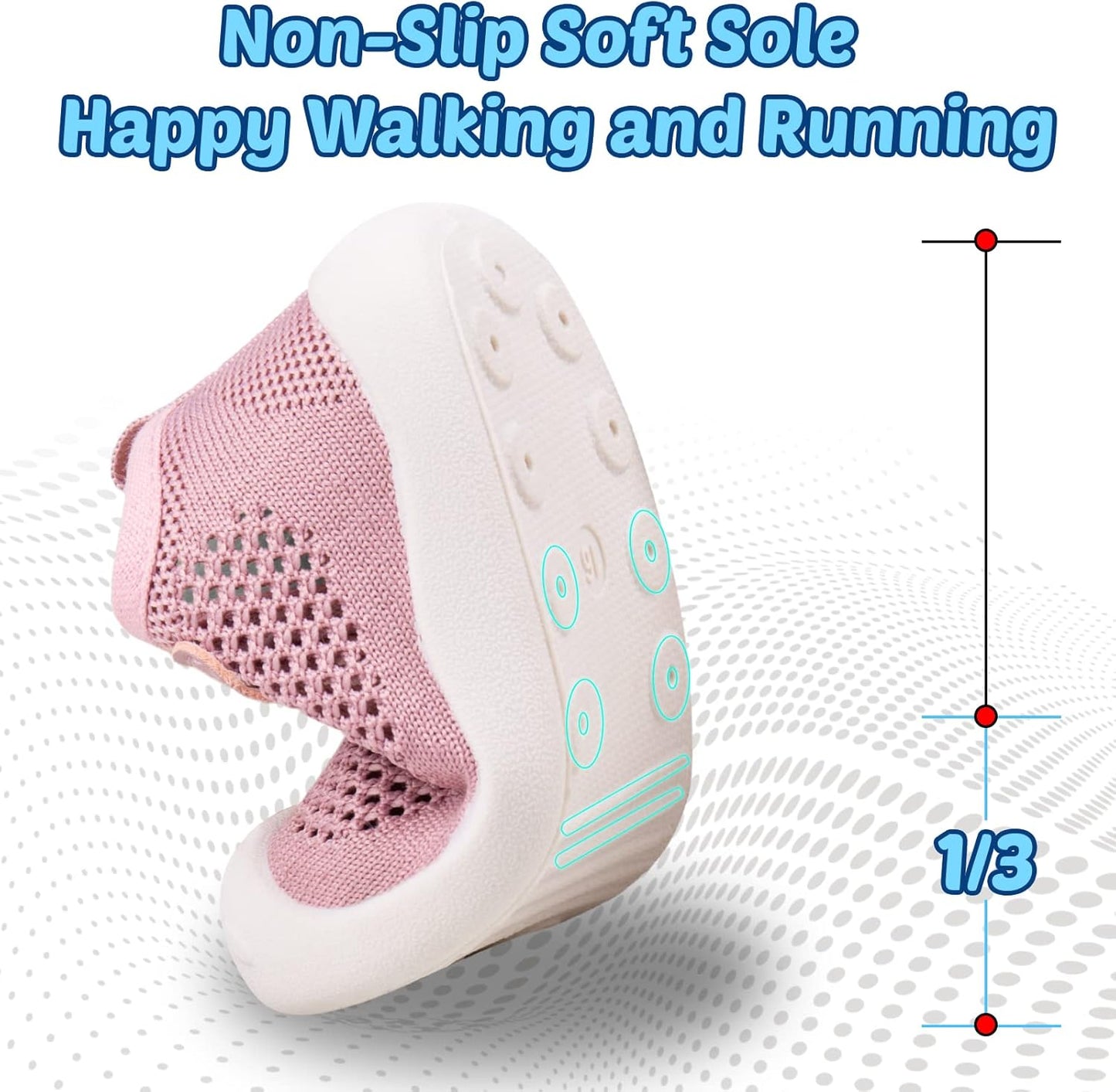 Baby First-Walking Shoes 1-4 Years Kid Shoes Trainers Toddler Infant Boys Girls Soft Sole Non Slip Cotton Canvas Mesh Breathable Lightweight TPR Material Slip-on Sneakers Outdoor