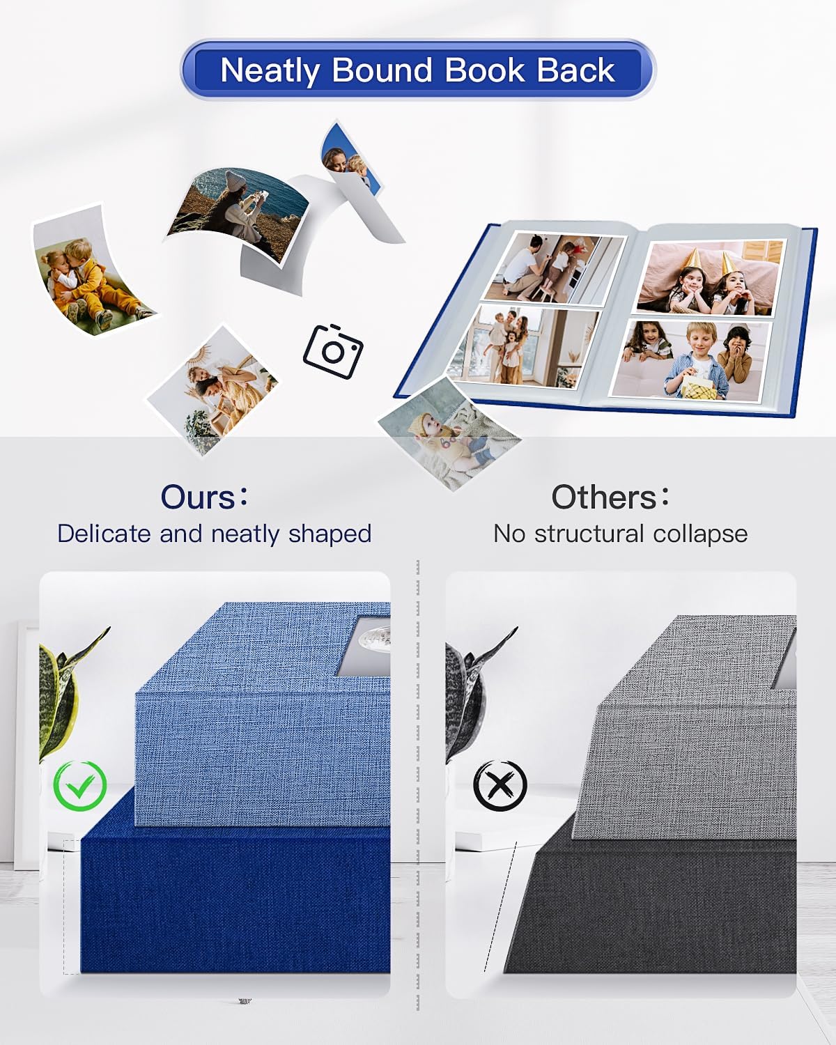 popotop Photo Album 4x6-200 Photos Photo Books with 200 Horizontal Pockets,Linen Cover Albums for Family Wedding Anniversary Baby Vacation Pictures