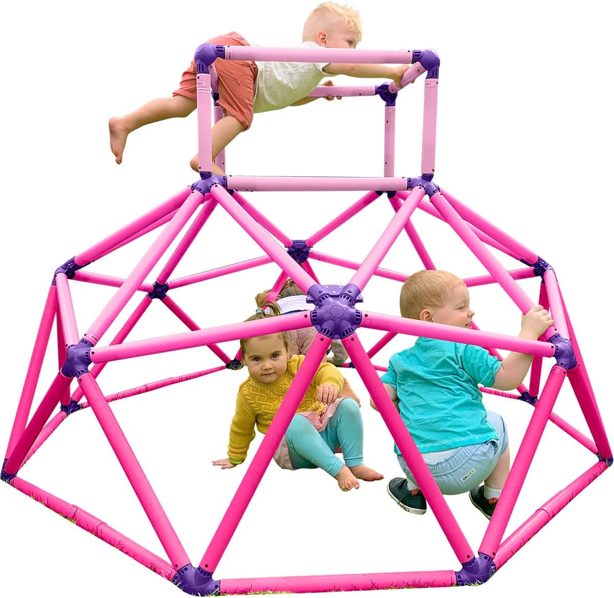 Eezy Peezy Monkey Bars Climbing Tower - Active Outdoor Fun for Kids Ages 3 to 8 Years Old, Pink