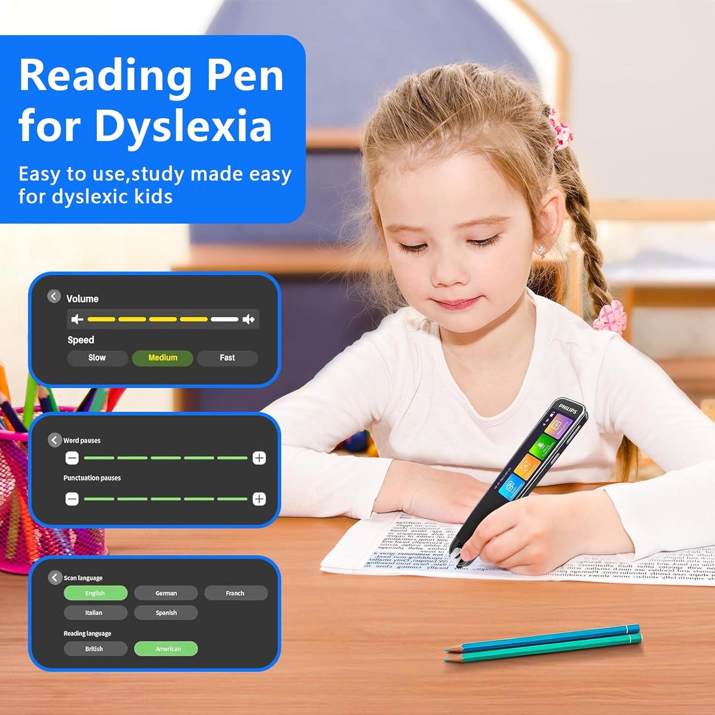 Translation Pen, OCR Digital Translator Pen, 112 Language Learner Portable Wireless Scan Reader Pen,Reading Pen for Dyslexia Study Business and Travel