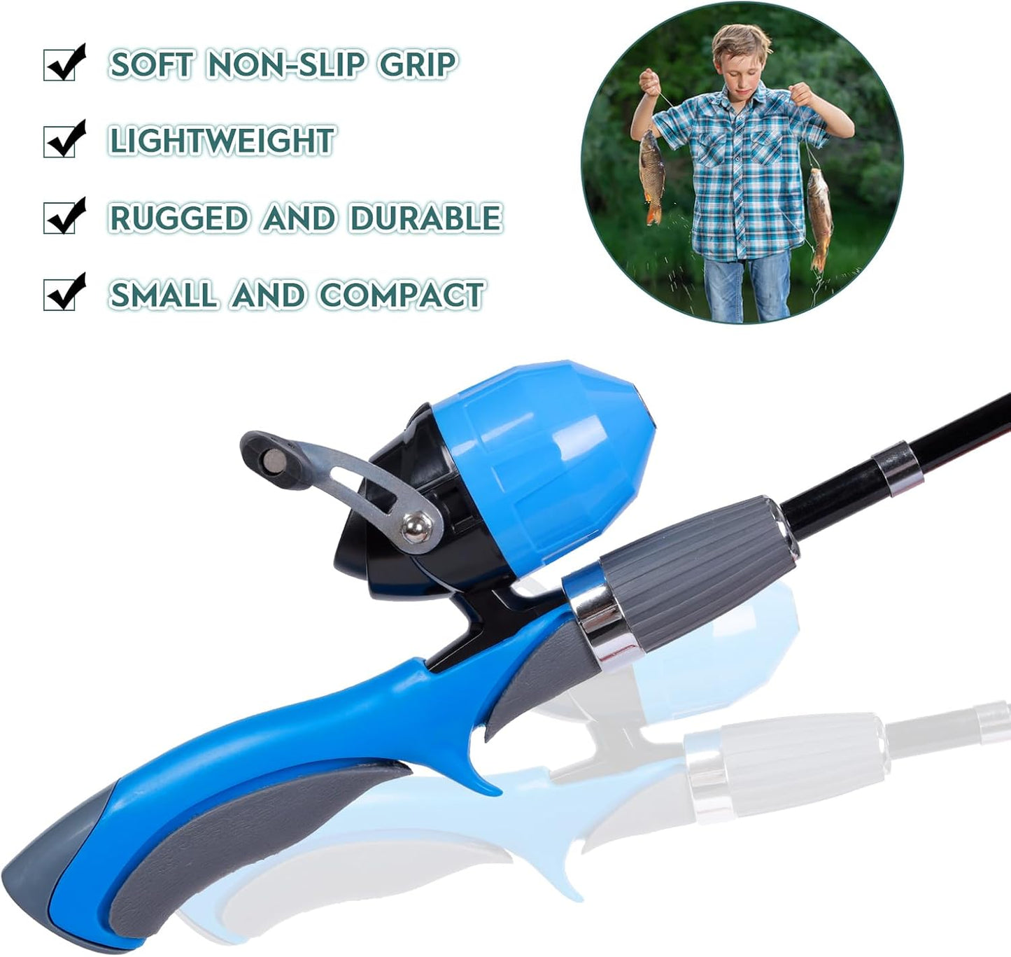 Urban Deco Kids Fishing Pole Kit 2 Pack, Portable Telescopic Kids Fishing Rod with Tackle Box, 2 Fishing Net and 2 Bucket for Beginners, Boys,Girls,Youth