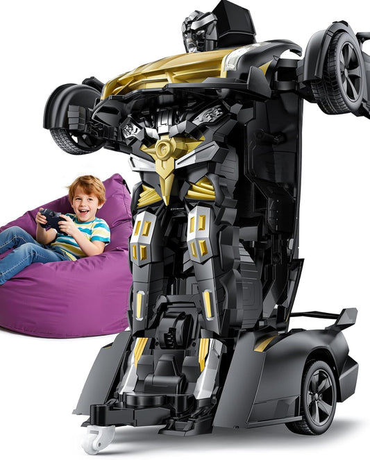 V992 Transform Remote Control Car, Transform Robot RC Cars, 1:14 Scale, 2-in-1 Robot Toy Car with Sound & Light, Gesture Sensing, Automatic Deformation, Great Gift Toys for Boys and Girls 4-6 (Golden)