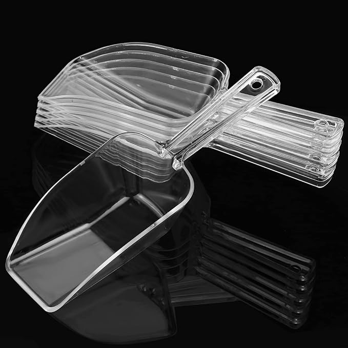 Ice Scoop Candy Buffet Containers Scoopers, Hmxpls Clear Plastic Scoop for Popcorn Cookie Candy Buckets, Podpocket Acrylic Large Scoops for Parties Wedding Bar Jars Freezer Dry Goods （6 Pack 7.5 In ）