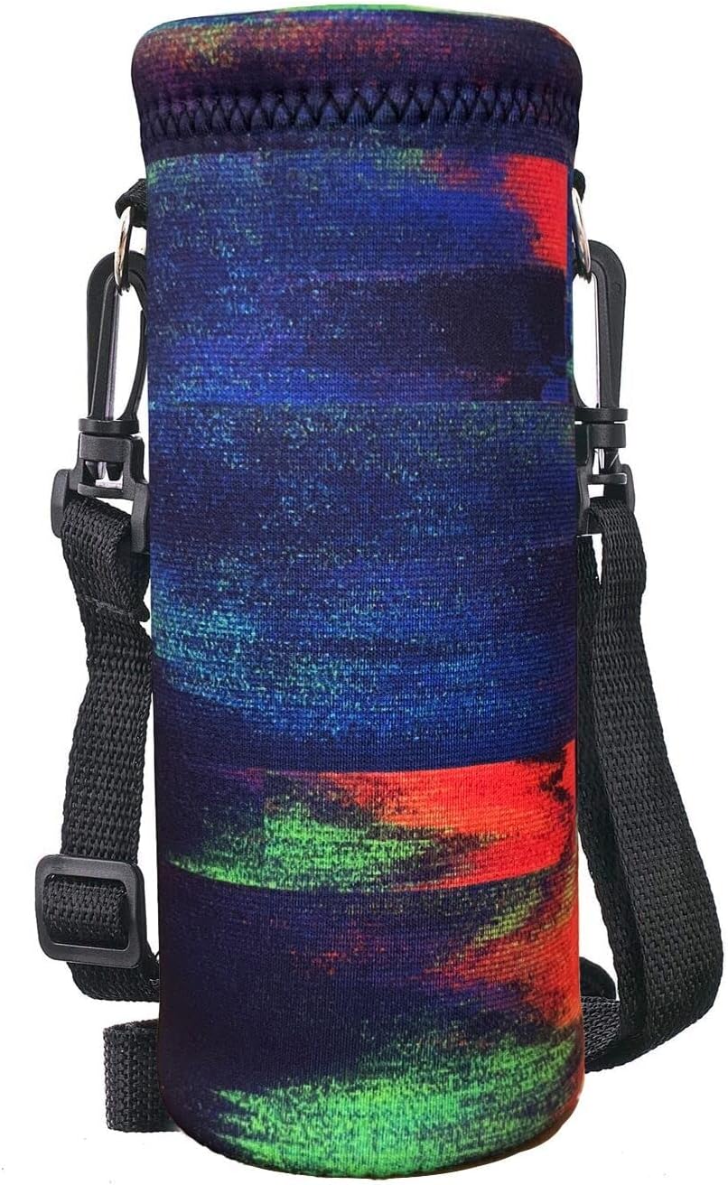 RICHEN Neoprene Water Bottle Carrier Bag with Adjustable Shoulder Strap,Insulated Water Bottle Cover for Stainless Steel/Glass/Plastic Bottles