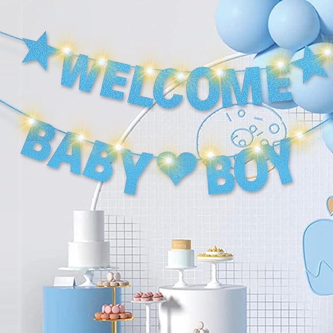 167Pcs DIY Glitter Customizable Banner Kit Custom Banner DIY Personalized Happy Birthday Letter Banners Decor for Christmas Baby Shower Birthday Party Decorations Supplies(Glitter Light Blue)