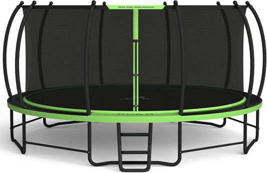BCAN 8FT 10FT 12FT 14FT 15FT 16FT Recreational Trampoline with Enclosure for Kids Adults, ASTM Approved, Outdoor Trampolines with Ladder for Kids